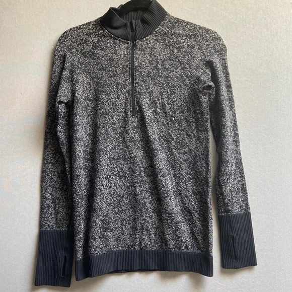Lululemon Athletica mock neck 1/3 zip pull over long sleeve running shirt Sz 6 - Picture 1 of 13